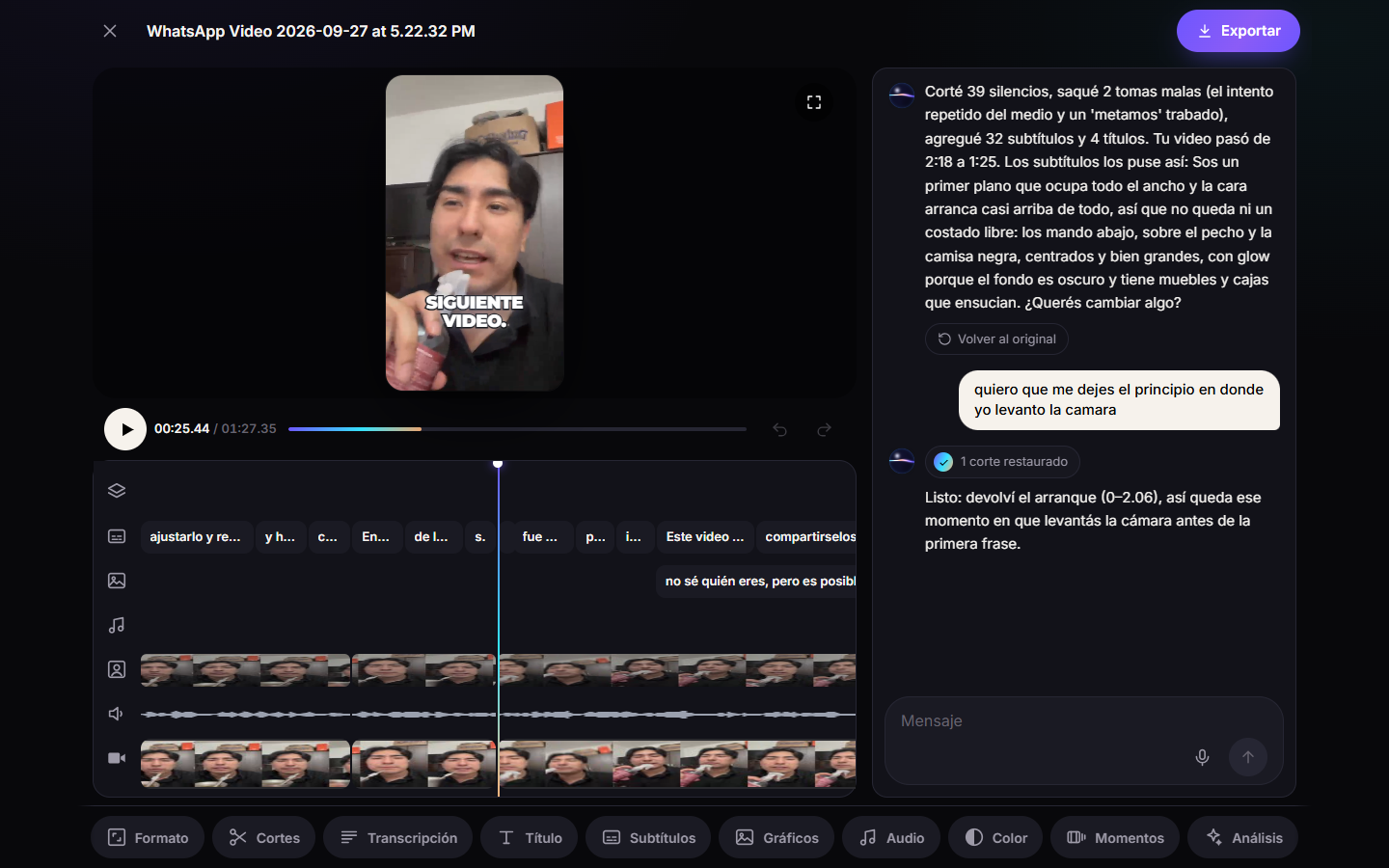 El editor de Corte